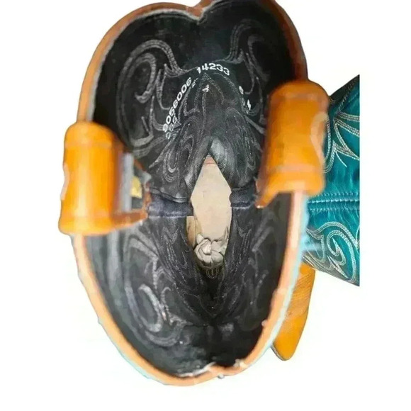 Dan POST Turquoise and Brown leather cowboy cowgirl western boots 6M EUC - Picture 4 of 12